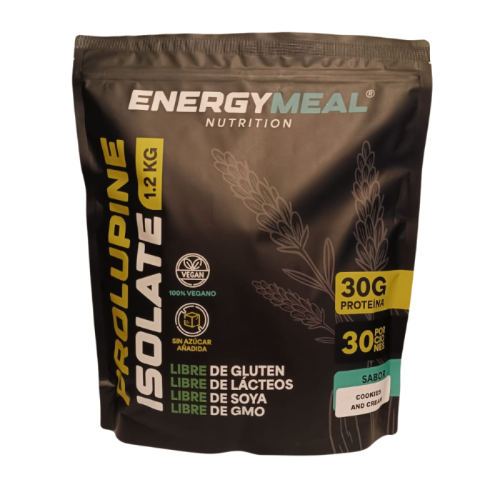Proteína vegetal con 30 g de proteína por porción y un sabor indulgente a cookies and cream. Elaborada en Temuco, con Aislado Proteico de Lupino.